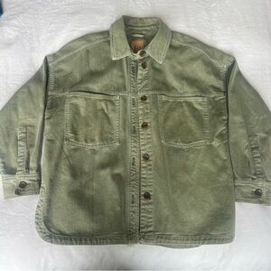 EUC gap green oversized shirt jacket